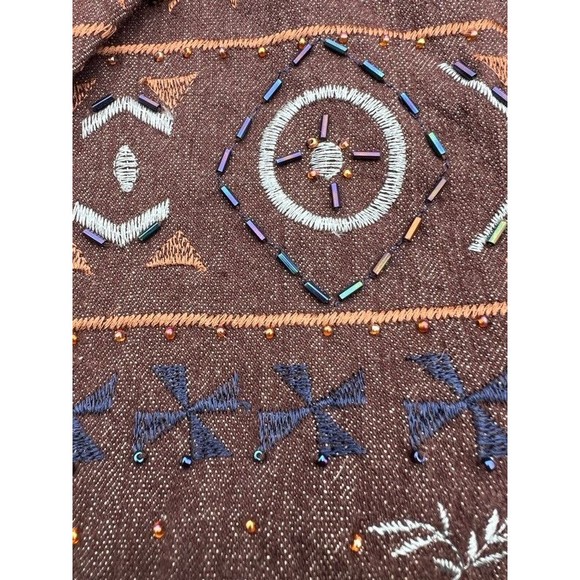 Womens Size 16 Coldwater Creek Brown Embroidered Beaded Blazer Boho Retro Jacket - Picture 5 of 9